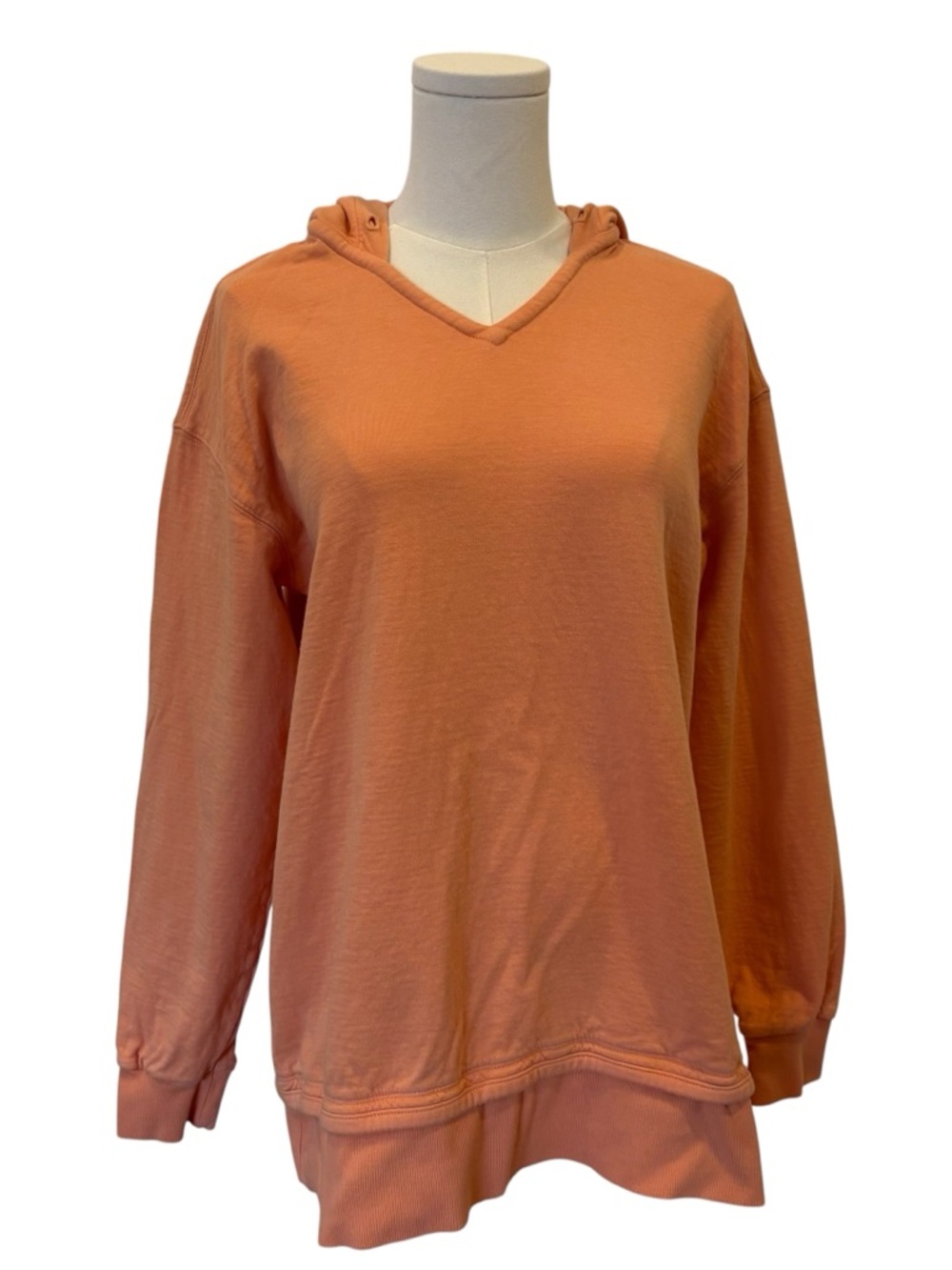 Athleta Hoodie Sweatshirt | Size Small | Lightweight | Orange/Coral | 98% Cotton